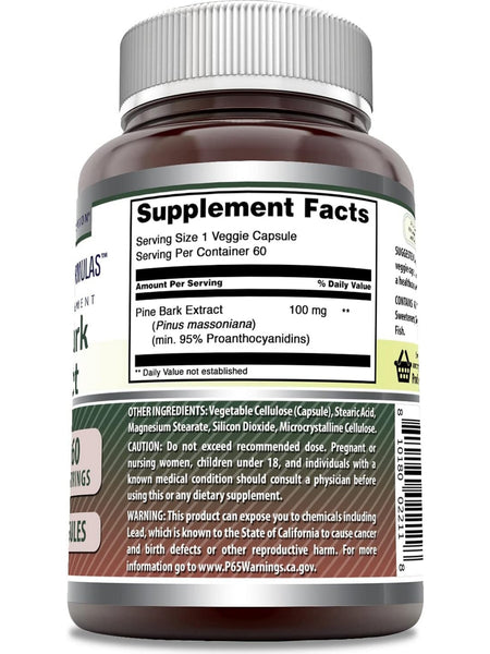 Amazing Formulas, Pine Bark Extract, 100 mg, 60 Veggie Capsules