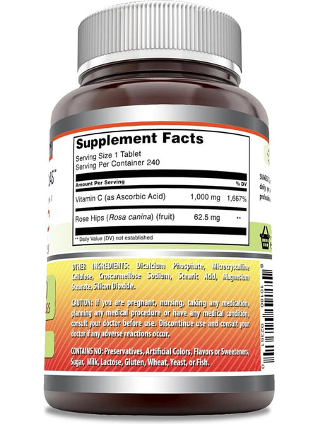 Amazing Formulas, Vitamin C with Rose Hips, 1000 mg, 240 Tablets