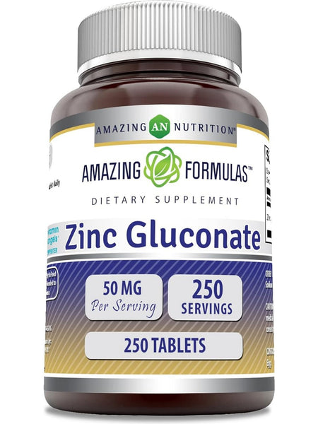 Amazing Formulas, Zinc Gluconate, 50 mg, 250 Tablets