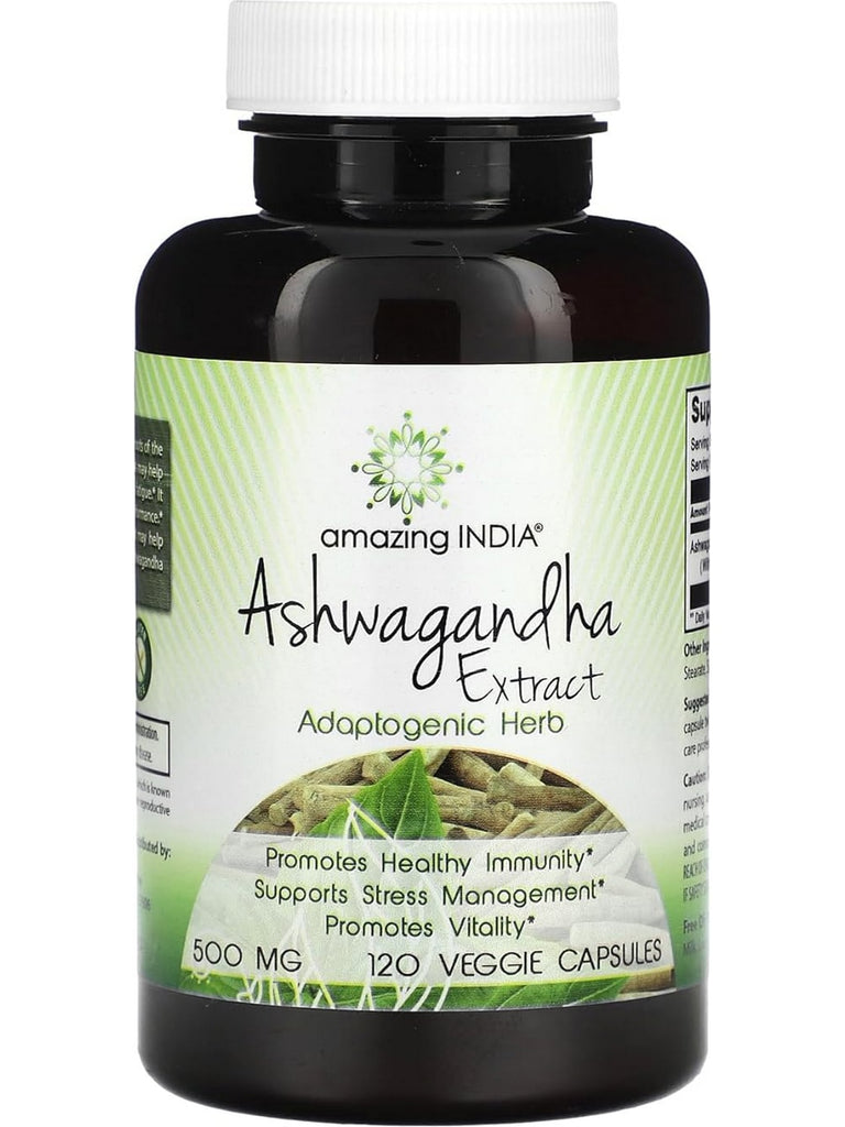 Amazing India, Ashwagandha Extract, 500 mg, 120 Veggie Capsules