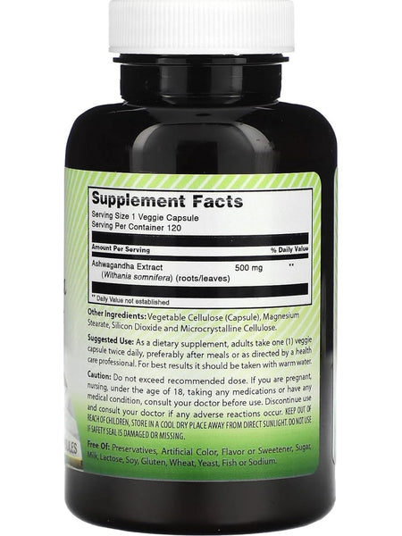 Amazing India, Ashwagandha Extract, 500 mg, 120 Veggie Capsules