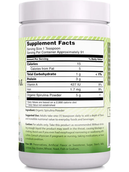 Amazing India, Organic Spirulina Powder, 16 oz