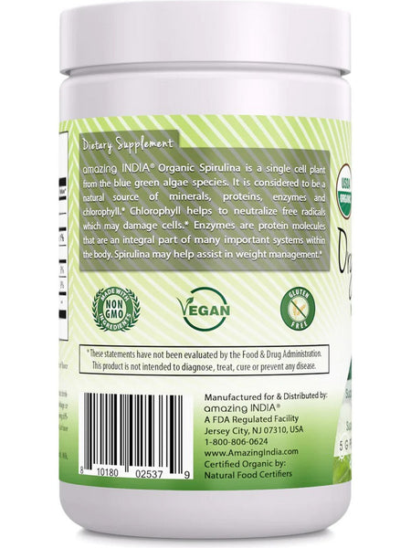 Amazing India, Organic Spirulina Powder, 16 oz