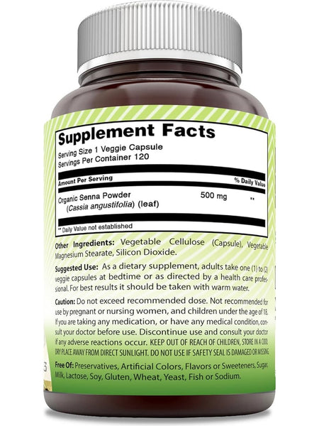 Amazing India, Senna, 500 mg, 120 Veggie Capsules