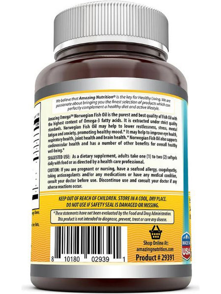 Amazing Omega, Norwegian Fish Oil, 1250 mg, Fresh Orange Flavor, 120 Softgels