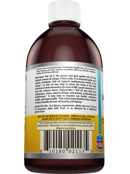 Amazing Omega, Norwegian Fish Oil, Fresh Lemon Flavor, 16 fl oz