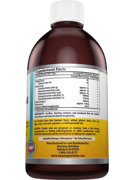 Amazing Omega, Norwegian Fish Oil, Fresh Lemon Flavor, 16 fl oz