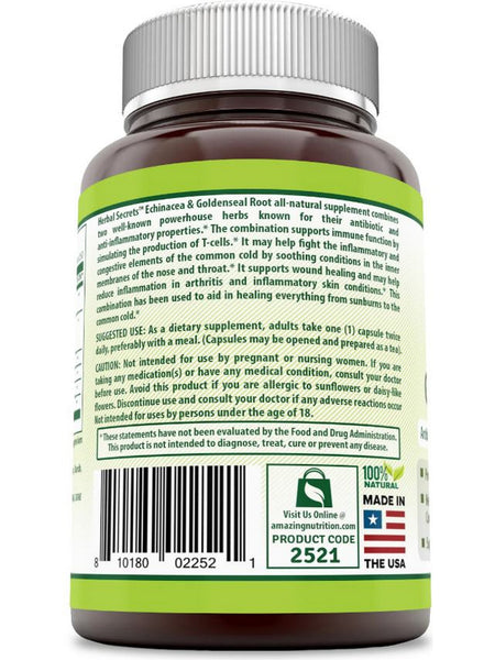 Herbal Secrets, Echinacea & Goldenseal Root, 450 mg, 250 Veggie Capsules