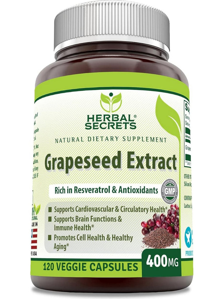 Herbal Secrets, Grapeseed Extract, 400 mg, 120 Capsules