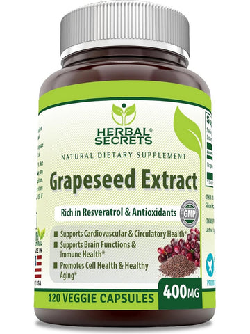 Herbal Secrets, Grapeseed Extract, 400 mg, 120 Capsules