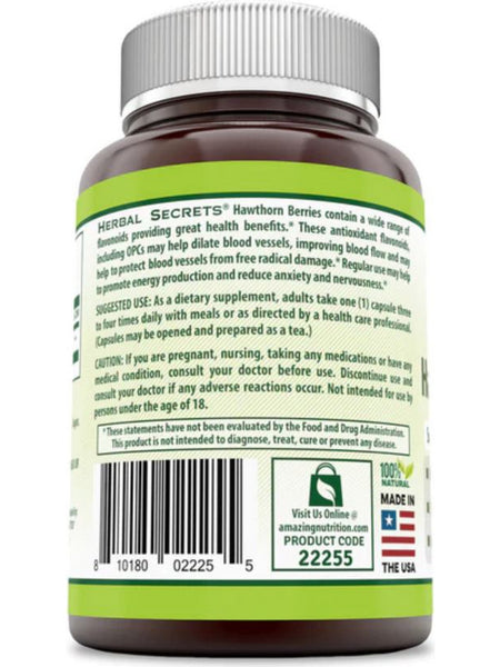Herbal Secrets, Hawthorn Berries, 565 mg, 120 Capsules