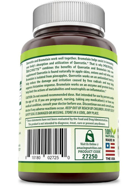 Herbal Secrets, Quercetin Bromelain, 800 mg, 120 Veggie Capsules