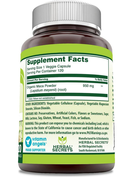 Herbal Secrets, Maca, 950 mg, 120 Veggie Capsules