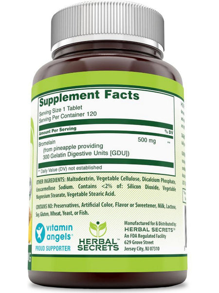 Herbal Secrets, Bromelain, 500 mg, 120 Tablets