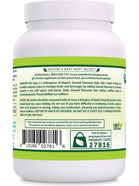 Herbal Secrets, Organic Ground Flaxseed Powder, 14 g, 2 lbs
