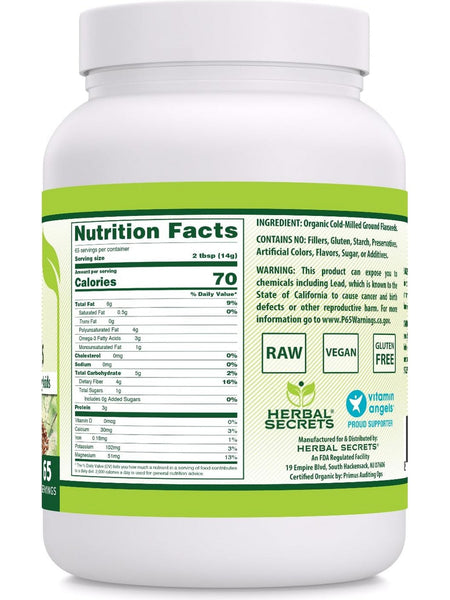 Herbal Secrets, Organic Ground Flaxseed Powder, 14 g, 2 lbs