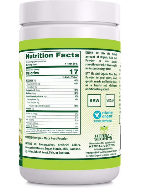 Herbal Secrets, Organic Maca Root Powder, 5 g, 16 oz