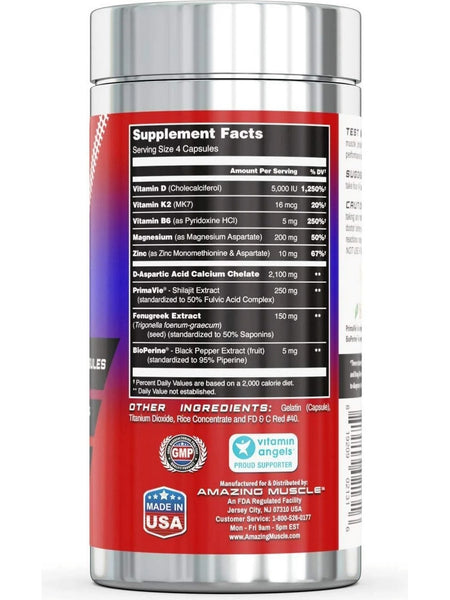 Amazing Muscle, Test Boost, Testosterone Support, 120 Capsules