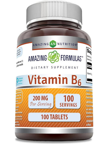 Amazing Formulas, Vitamin B6, 200 mg, 100 Tablets