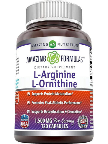 Amazing Formulas, L-Arginine, L-Ornithine, 1500 mg, 120 Capsules