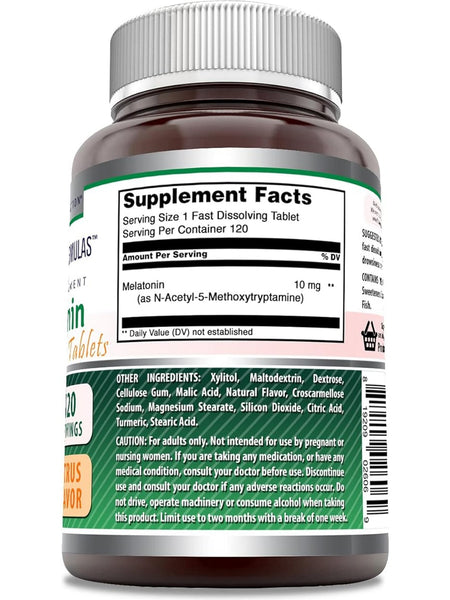 Amazing Formulas, Melatonin Fast Dissolving Tablets, 10 mg, Citrus Flavor, 120 Tablets