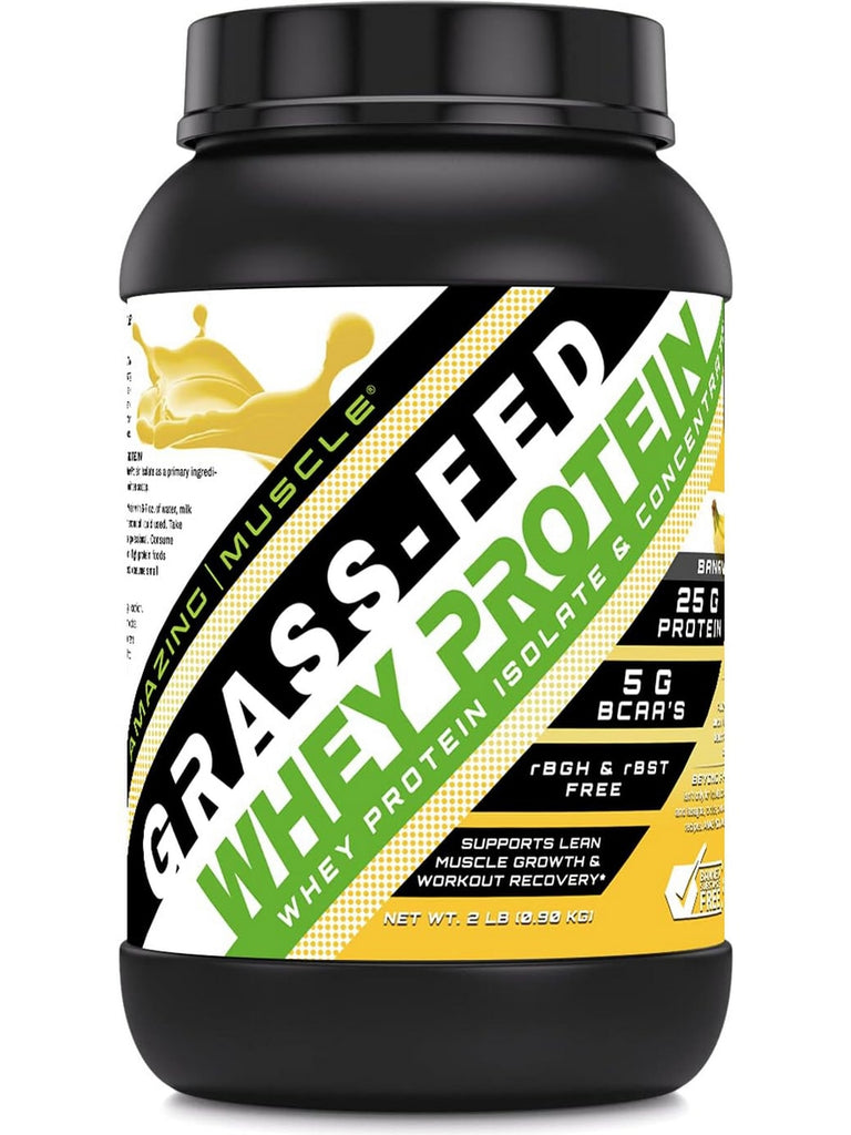 Amazing Muscle, Grass-Fed Whey Protein, Banana, 2 lbs