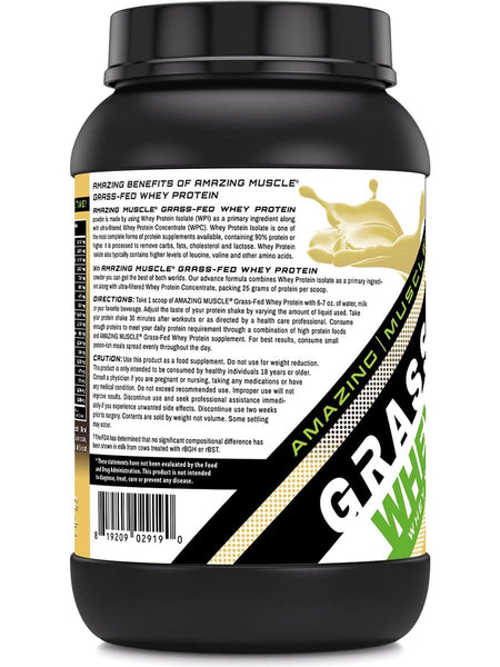 Amazing Muscle, Grass-Fed Whey Protein, Vanilla, 2 lbs