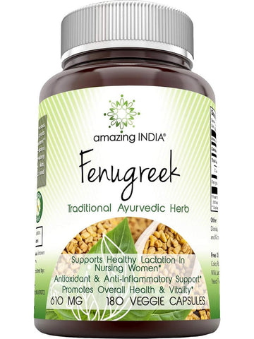 Amazing India, Fenugreek, 610 mg, 180 Veggie Capsules