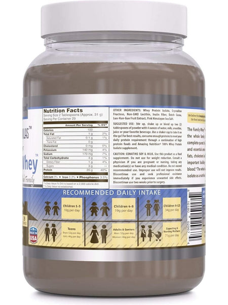 Amazing Formulas, The Family Whey, Premium Chocolate Flavor, 2 lbs
