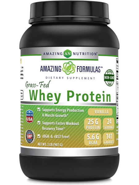 Amazing Formulas, Grass Fed Whey Protein, Vanilla, 2 lbs