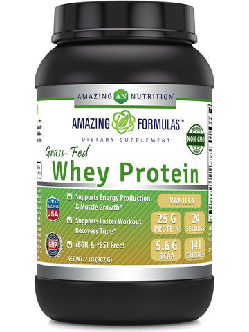 Amazing Formulas, Grass Fed Whey Protein, Vanilla, 2 lbs