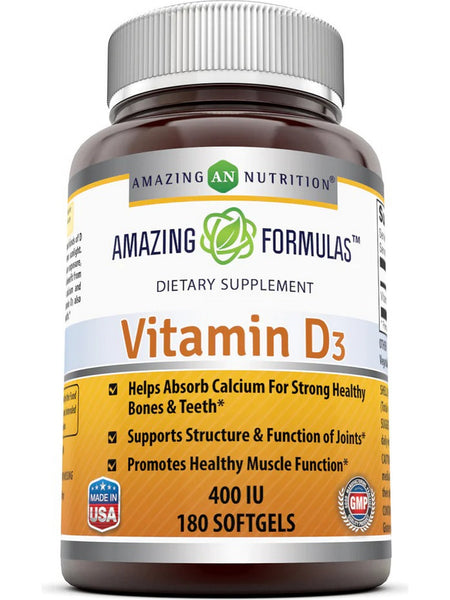 Amazing Formulas, Vitamin D3, 400 IU, 180 softgels