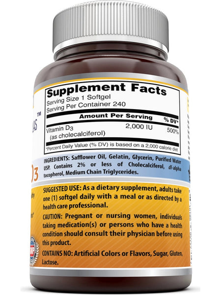 Amazing Formulas, Vitamin D3, 2000 IU, 240 softgels