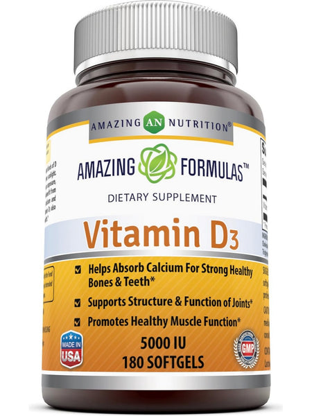 Amazing Formulas, Vitamin D3, 5000 IU, 180 softgels