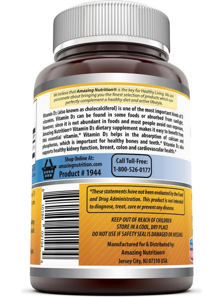 Amazing Formulas, Vitamin D3, 5000 IU, 180 softgels