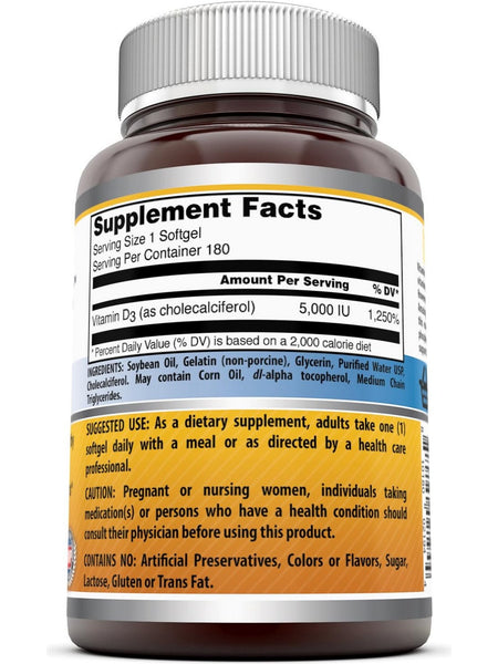 Amazing Formulas, Vitamin D3, 5000 IU, 180 softgels