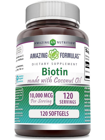 Amazing Formulas, Biotin made with Coconut Oil, 10000 mcg, 120 softgels