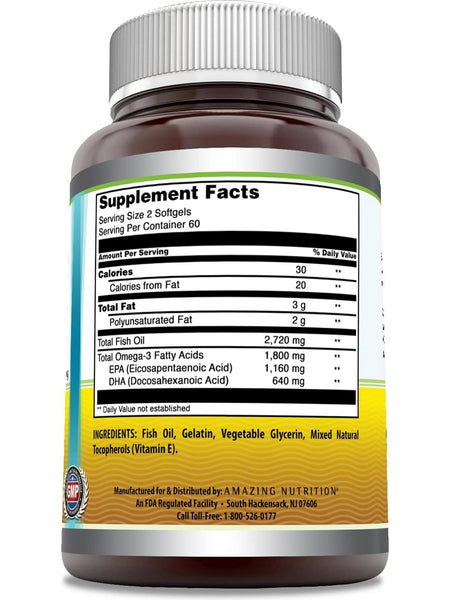 Amazing Omega, Triple Strength Fish Oil, 1360 mg, 120 softgels