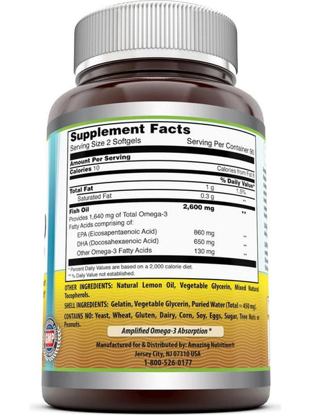 Amazing Omega, Fish Oil, 1300 mg, 180 softgels
