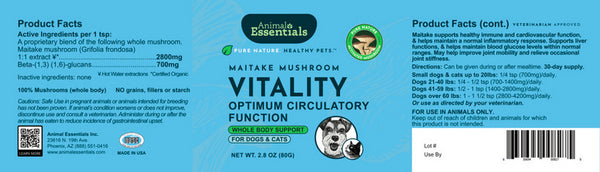 Animal Essentials, Vitality, Maitake Mushroom, 2.8 oz