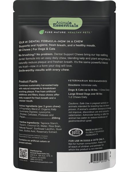 Animal Essentials, Dental Support, Natural Tuna and Salmon, 60 Soft Chews
