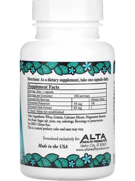 Alta Health Products, Potassium Chloride Plus Silica, 100 Capsules