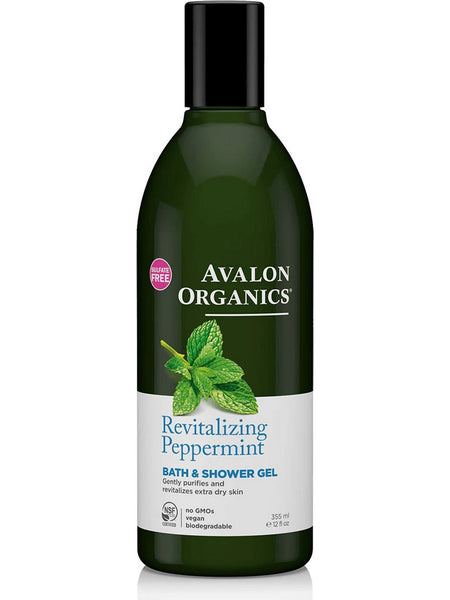 Avalon Organics, Revitalizing Peppermint Bath & Shower Gel, 12 fl oz