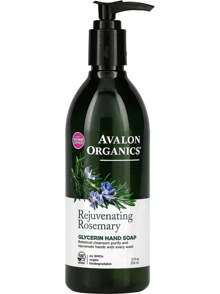 Avalon Organics, Rejuvenating Rosemary Glycerin Hand Soap, 12 fl oz