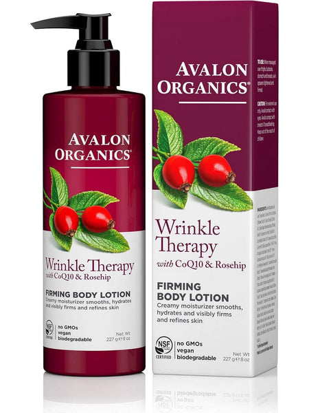 Avalon Organics, Wrinkle Therapy with CoQ10 & Rosehip Firming Body Lotion, 8 oz