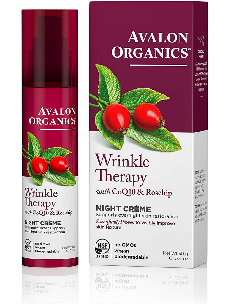 Avalon Organics, Wrinkle Therapy with CoQ10 & Rosehip Night Creme, 1.75 oz