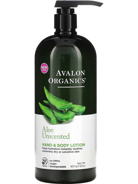 Avalon Organics, Aloe Unscented Hand & Body Lotion, Value Size, 32 oz