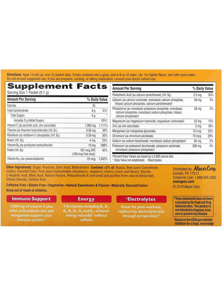 Emergen-C, Vitamin C, 1,000 mg, Raspberry, 30 Packets