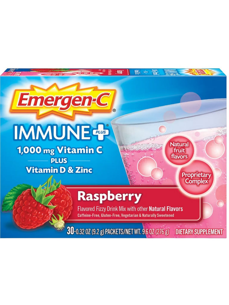Emergen-C, Immune + Vitamin C plus Vitamin D and Zinc, 1,000 mg, Raspberry, 30 Packets