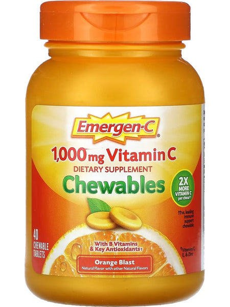 Emergen-C, Vitamin C Chewables, 1,000 mg, Orange Blast, 40 Chewable Tablets